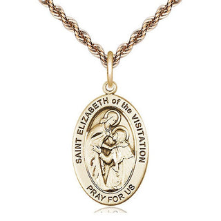 14kt Gold Saint Elizabeth of the Visitation Medal Engraved Catholic Saint Jewelry