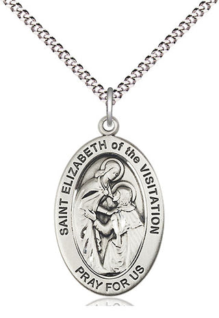 Sterling Silver Saint Elizabeth of The Visitatio Medal & Necklace Set Engraved Catholic Saint Jewelry