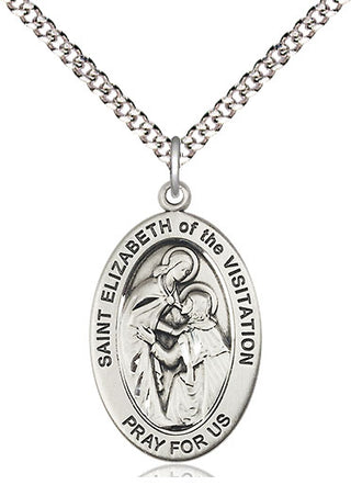 Sterling Silver St. Elizabeth of The Visitatio Medal & Necklace Set | Engravable