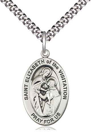 Sterling Silver St. Elizabeth of The Visitatio Medal & Necklace Set | Engravable