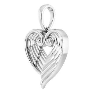 14K White Angel Wing Heart Pendant