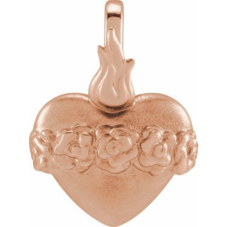 14K Rose Immaculate Heart Of Mary Pendant