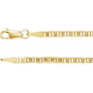 7 Inch Anchor Bracelet With Spring Ring 14K Yellow Gold