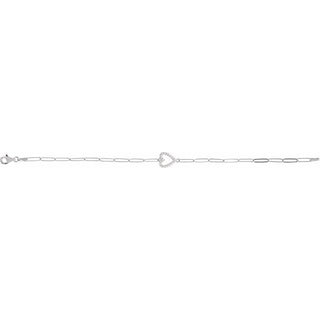 14K White 1/8 CTW Natural Diamond Heart 7" Bracelet