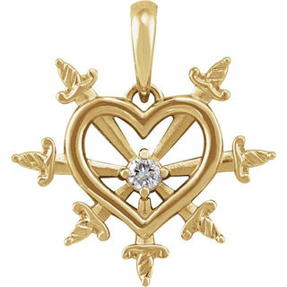 14K Yellow .03 CT Natural Diamond Heart & Daggers Pendant