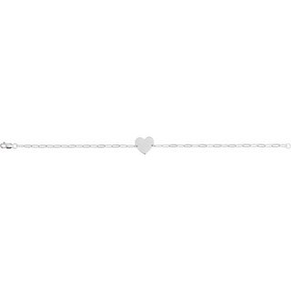 14K White Engravable Heart 7" Bracelet