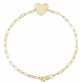 14K Yellow Engravable Heart 7" Bracelet