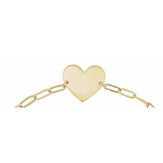 14K Yellow Engravable Heart 7" Bracelet