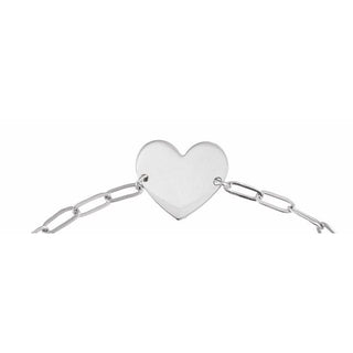 14K White Engravable Heart 7" Bracelet