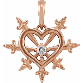 14K Rose .03 CT Natural Diamond Heart & Daggers Pendant