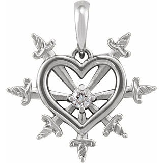 Sterling Silver .03 CT Natural Diamond Heart & Daggers Pendant