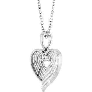 Platinum Angel Wing Heart 16-18" Necklace