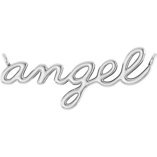 18K White Angel Script Necklace Center