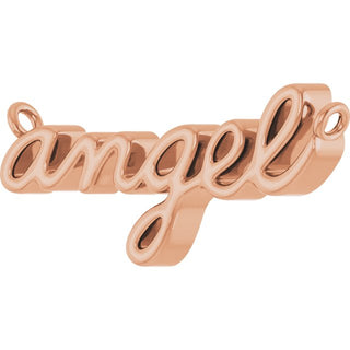 14K Rose Angel Script Necklace Center