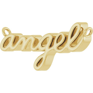 18K Yellow Angel Script Necklace Center