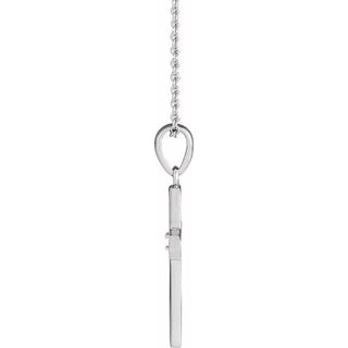 Platinum .015 CT Natural Diamond Engravable Cross 16-18" Necklace