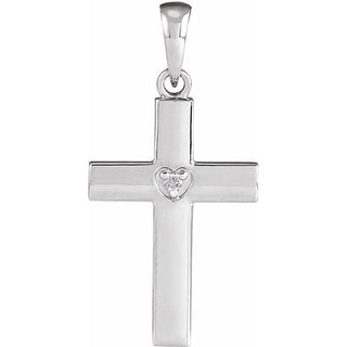Platinum .015 CT Natural Diamond Engravable Cross Pendant