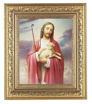 Good Shepherd In Antique Gold Frame 10.25X12.25" 8X10 Print
