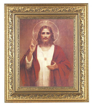 Sacred Heart In Antque Gold Frame 10.25X12.25" 8X10 Print