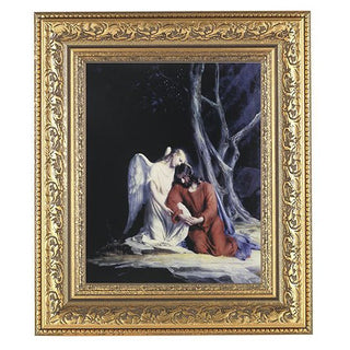 Christ With Angel In Antique Gold Frame 10.25X12.25" 8X10 Print