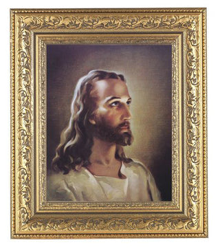 Head Of Christ In Antique Gold Frame 10.25X12.25" 8X10 Print