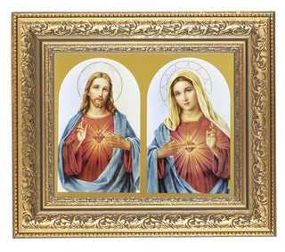 The Sacred Hearts In Antique Gold Frame 10.25X12.25" 8X10 Print