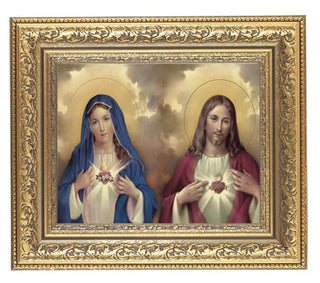 The Sacred Hearts In Antique Gold Frame 10.25X12.25" 8X10 Print