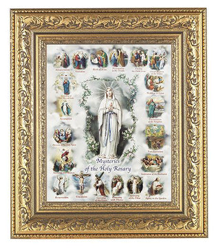 Mysteries Of The Rosary Antique Gold Frame 10.25X12.25" 8X10 Print
