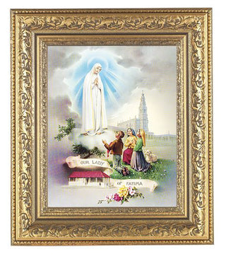 Our Lady Of Fatima In Antique Gold Frame 10.25X12.25" 8X10 Print