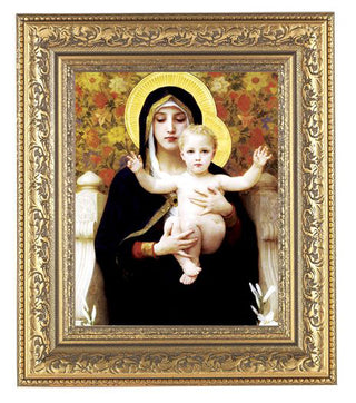 Bouguereau:Madonna Of Roses Antique Gold Frame 10.25X12.25" 8X10Prt