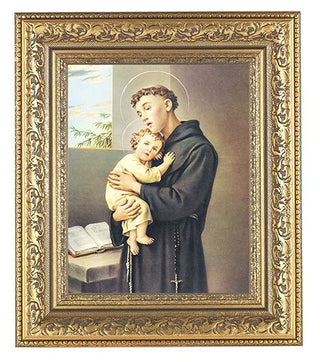 St. Anthony In Antique Gold Frame 10.25X12.25" 8X10 Print