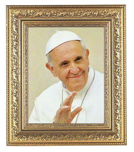 Pope Francis In Antique Gold Frame 10.25X12.25