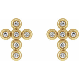 14K Yellow .08 CTW Natural Diamond Cross Earrings