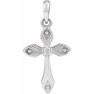Platinum .015 CT Natural Diamond Cross Pendant