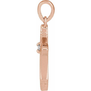 14K Rose .015 CT Natural Diamond Cross Pendant