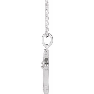 Sterling Silver .015 CT Natural Diamond Cross 16-18" Necklace