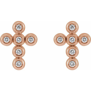 14K Rose .08 CTW Natural Diamond Cross Earrings