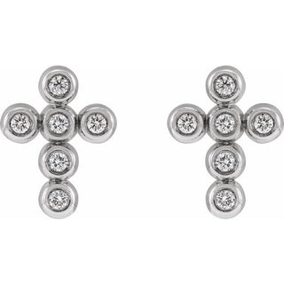 14K White .08 CTW Natural Diamond Cross Earrings