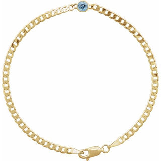 14K Yellow Natural Aquamarine Link 7" Bracelet