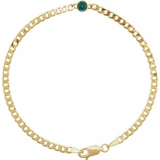 14K Yellow Lab-Grown Alexandrite Link 7" Bracelet