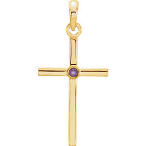 14K Gold Amethyst Cross 22.8x11.3 MM Pendant