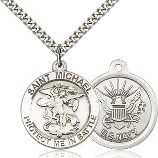 Sterling Silver Saint Michael Navy Medal Catholic Jewelry