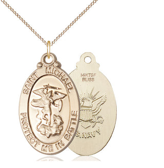 14kt Gold Filled Saint Michael Navy Medal Catholic Jewelry