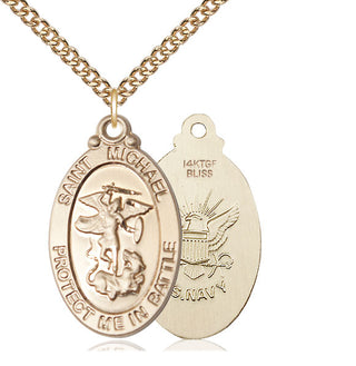 14kt Gold Filled Saint Michael Navy Medal | Large