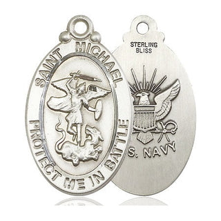 Sterling Silver Saint Michael Navy Medal Catholic Jewelry