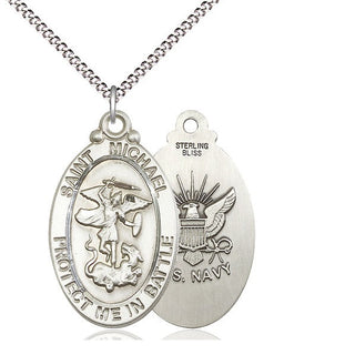Sterling Silver Saint Michael Navy Medal Catholic Jewelry