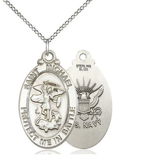 Sterling Silver Saint Michael Navy Medal Catholic Jewelry