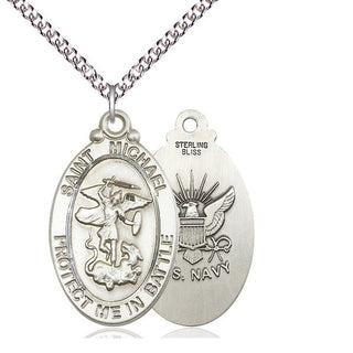 Sterling Silver Saint Michael Navy Medal Catholic Jewelry