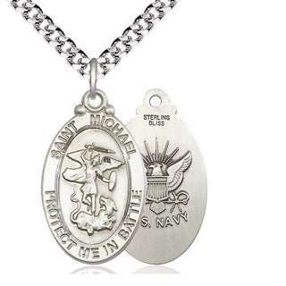 Sterling Silver Saint Michael Navy Medal Catholic Jewelry