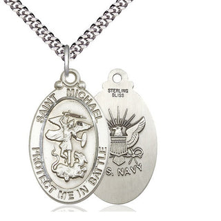 Sterling Silver Saint Michael Navy Medal Catholic Jewelry